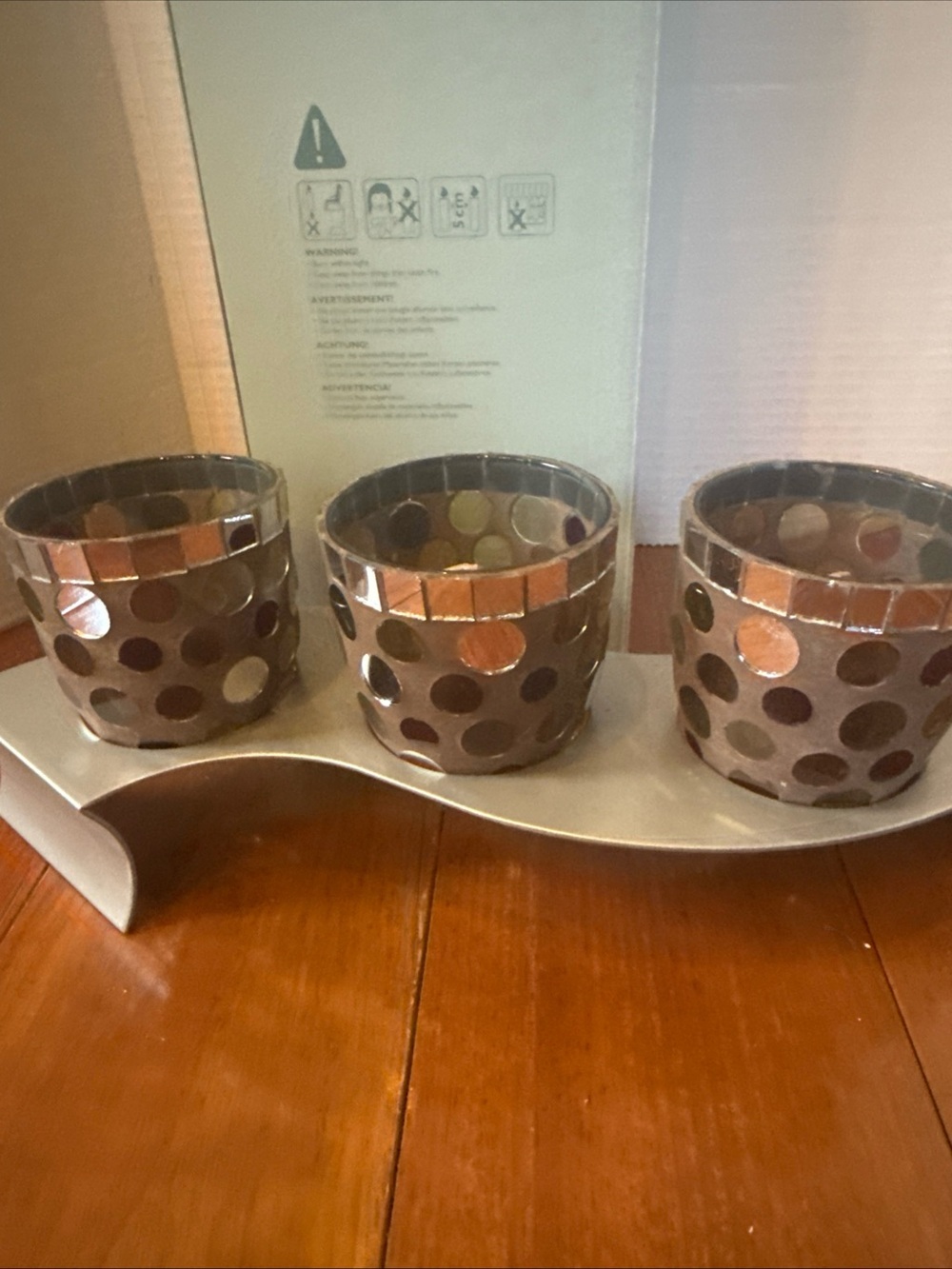 VTG retired PartyLite Miranova mosaic centerpiece Candle Holder model P90794 - Picture 2 of 15